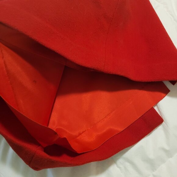 VTG Red Wool Skirt Side Button Zipper Custom made Y2K 90s retro classic chic - Picture 3 of 6